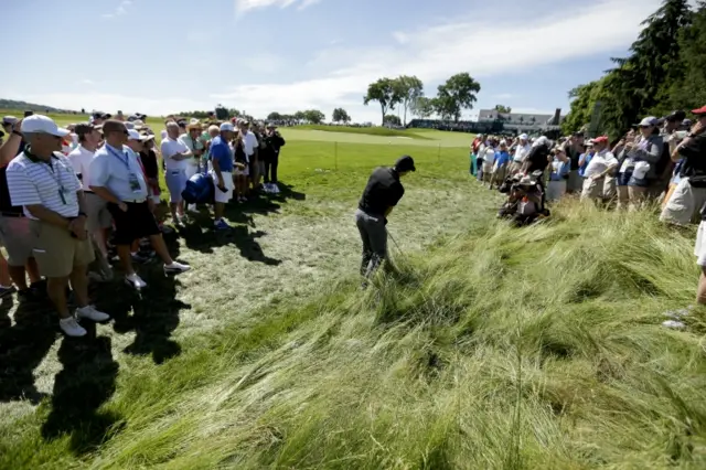 Rory McIlroy plays out of the rough at Oakmont