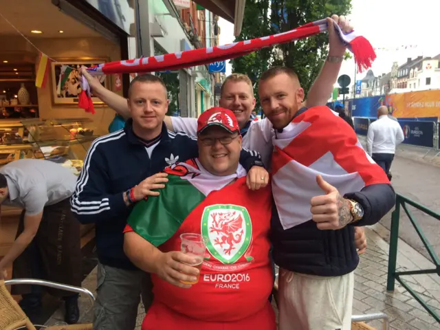 English and Welsh fans in Lens