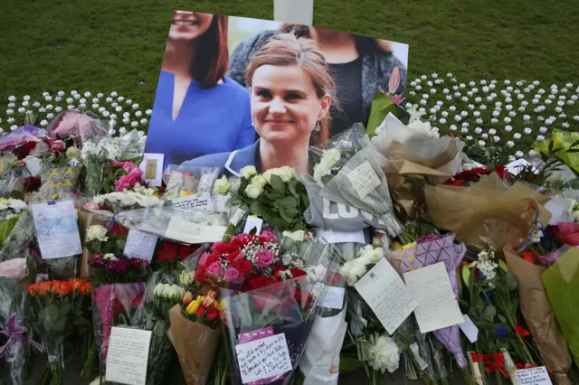 Floral tributes to Jo Cox