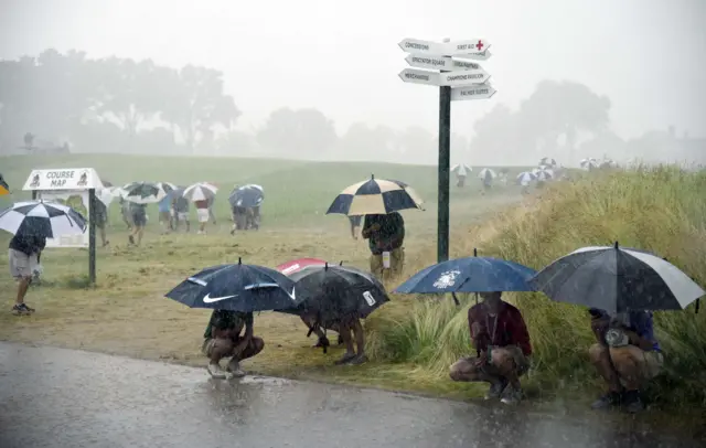 US Open spectators in rain