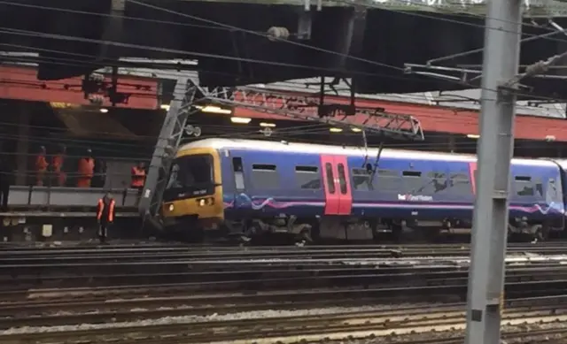 Derailed train outside Paddington