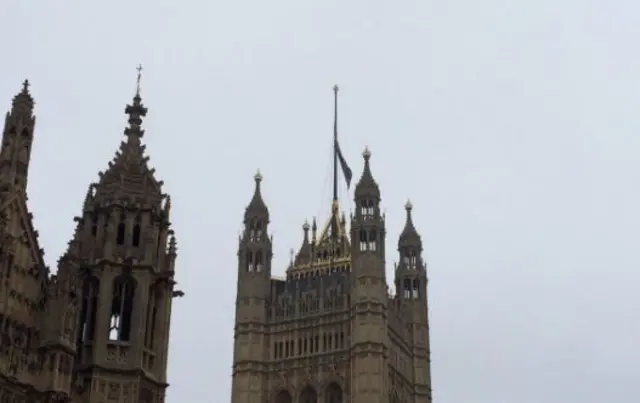 Flags at half-mast at Westminster