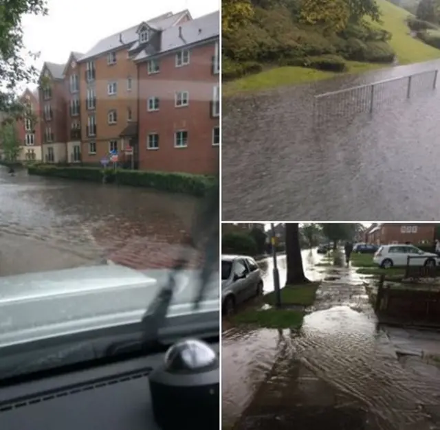 Flooded roads in Birmingham