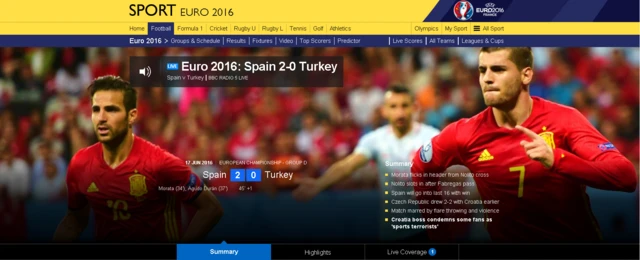 Euro 2016 live page