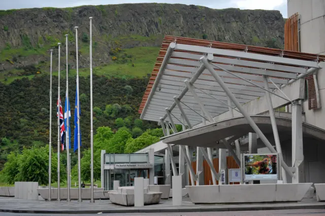 Flags at half mast at Scottish Parliament