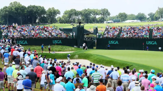 Jason Day hits a bunker shot