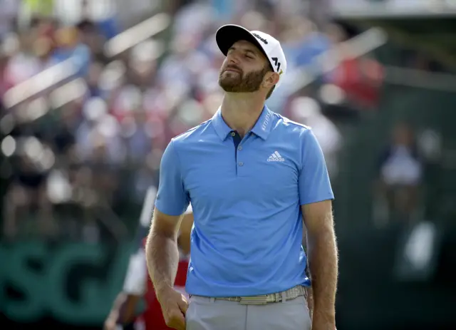 Dustin Johnson reacts