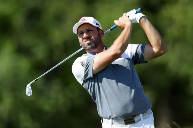 Sergio Garcia of Spain plays a shot