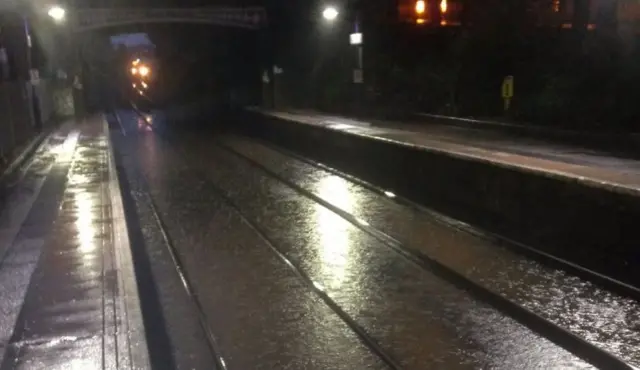 Flooded train track