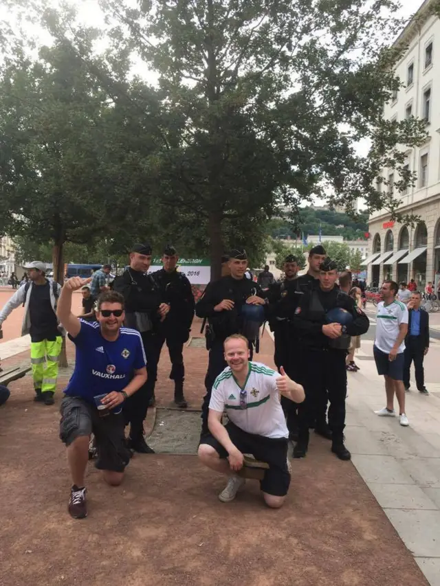 Phillip Brett and John Stewart with French police