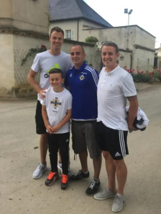 Dean Gamble and family with Jonny Evans