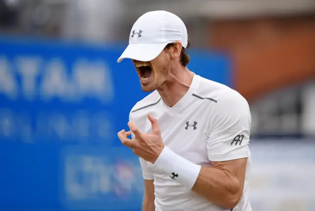 Andy Murray reacts