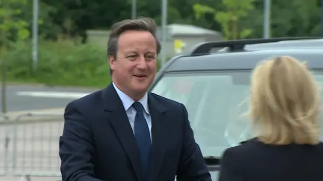 David Cameron arriving for Question Time