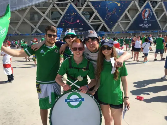 NI fans at Lyon, Euro 2016