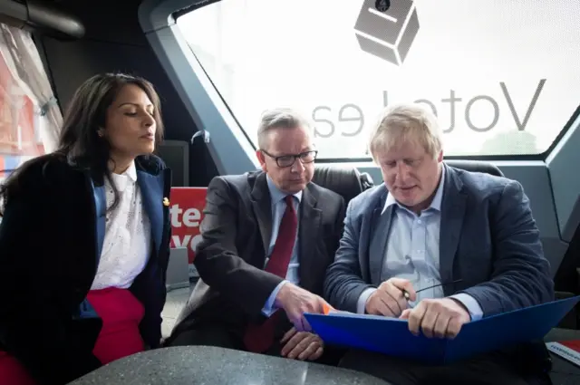 Priti Patel, Michael Gove and Boris Johnson