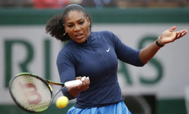 Serena Williams hits a return