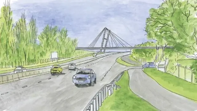 Artist's impression of the bridge across the A45