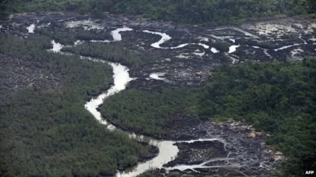 Oil spill in the Niger Delta from the air