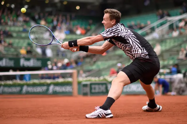 Tomas Berdych hits a shot