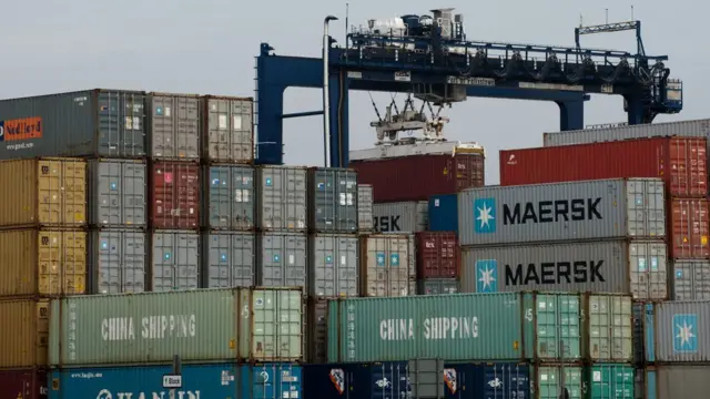 Shipping containers at a dock