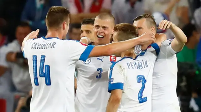 Slovakia's players celebrate