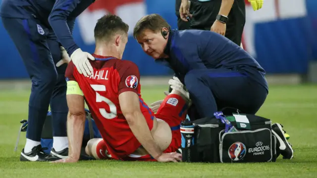 Gary Cahill receives treatment