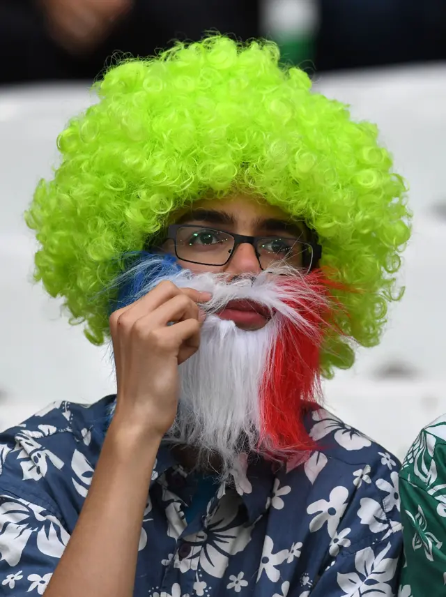 A fan at the Slovakia v England game