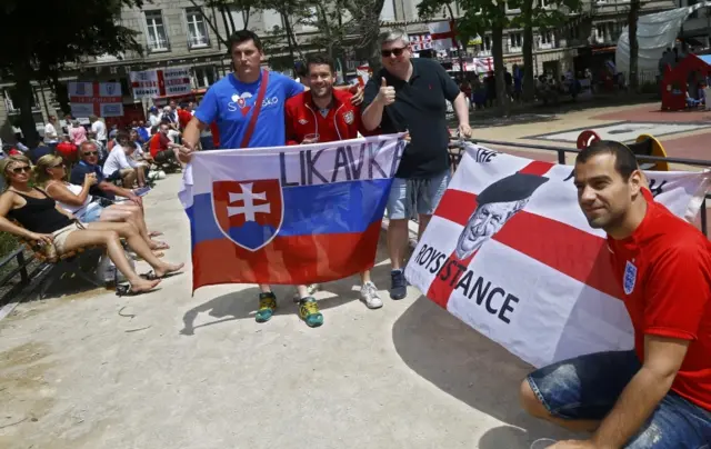 England and Slovakia fans