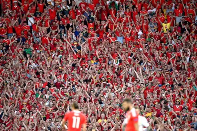 Wales fans celebrate