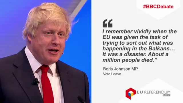 Boris Johnson talking about the Balkans