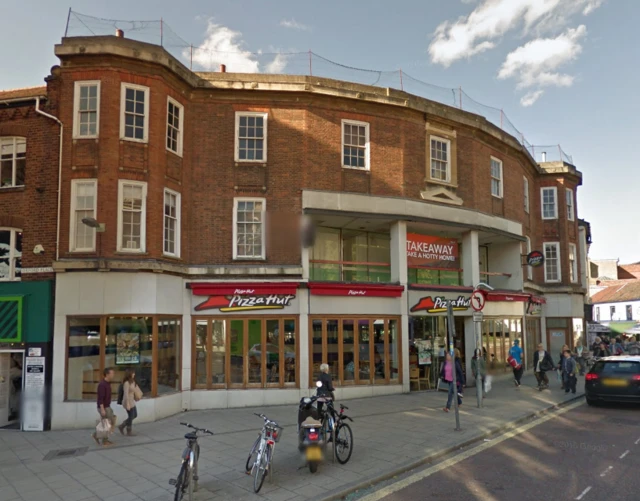 Exterior of Pizza Hut in Orford Place