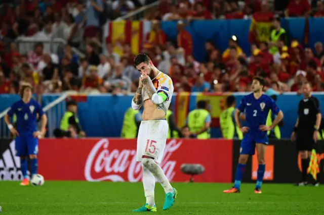 Sergio Ramos looks dejected