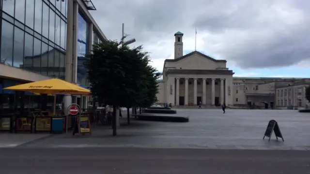 The scene of the acid attack in Southampton's Guildhall Square