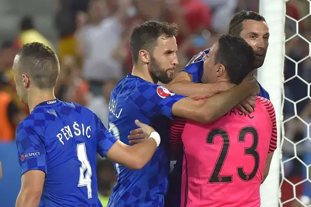 Danijel Subasic celebrates