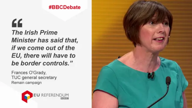 Frances O'Grady talking about the Irish border