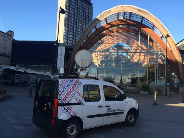 Sheffield winter gardens and a BBC Sheffield van