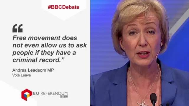 Andrea Leadsom talking about free movement