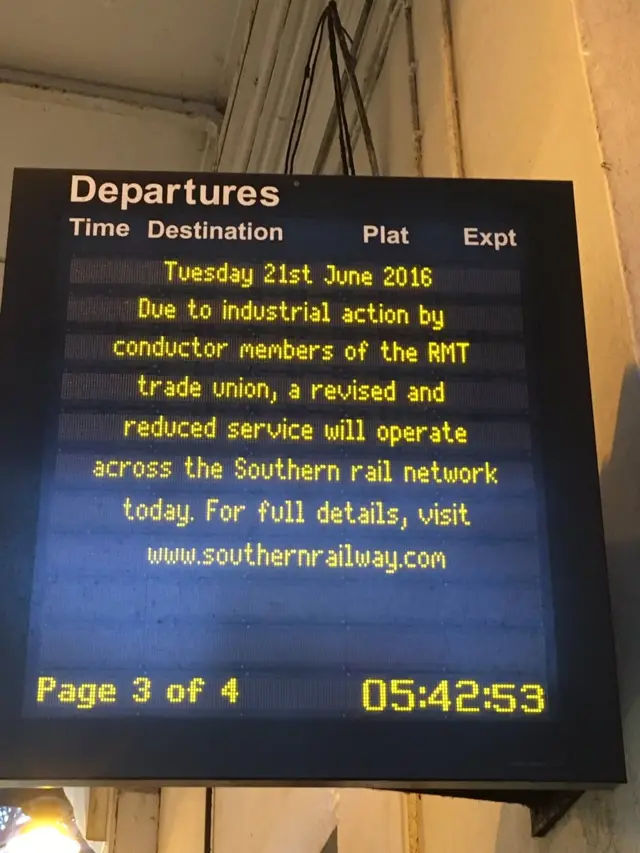 A sign at Brighton station this morning