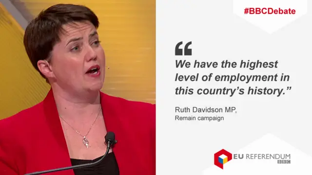 Ruth Davidson talking about employment