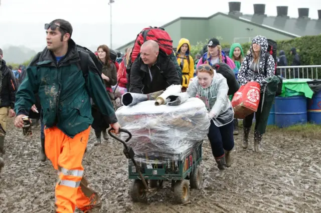 Arriving at Glastonbury