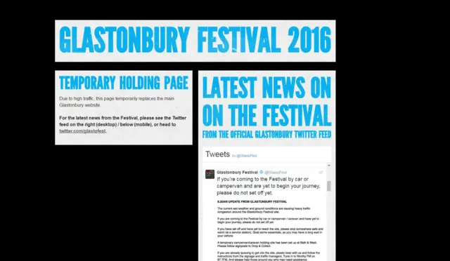 Glastonbury festival webpage