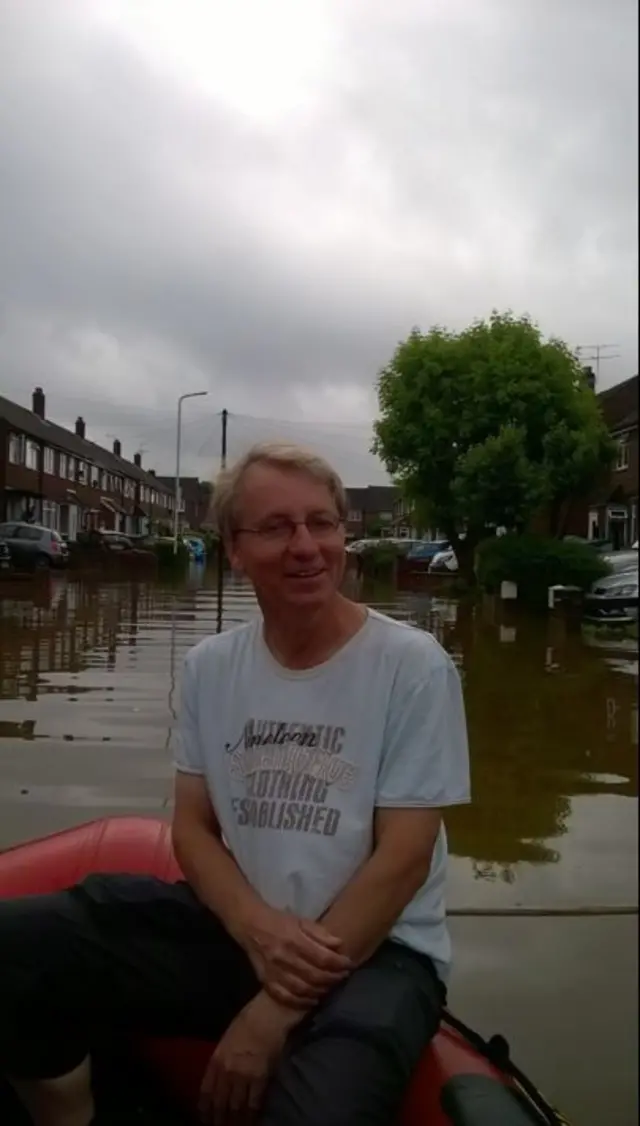 Paul Gleaves in a boat