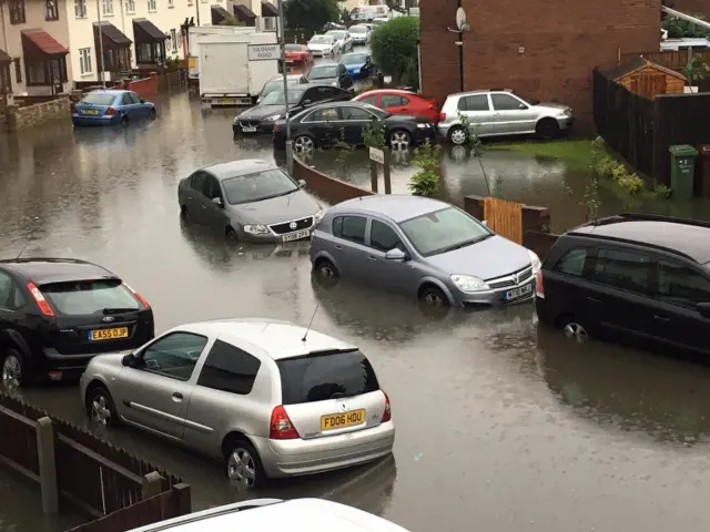 Cars in Essex under water