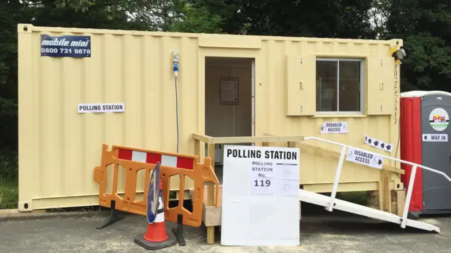 Polling station on Shelah Road in Halesowen