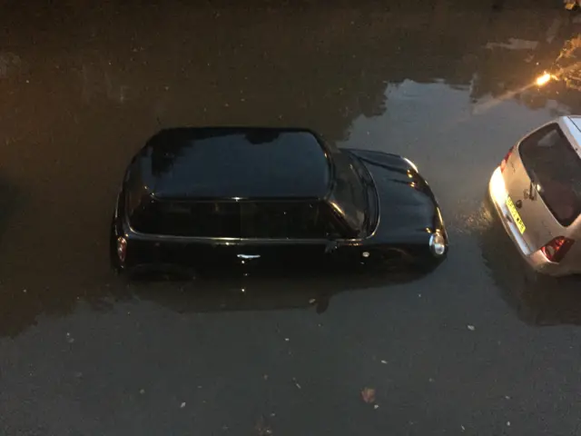 Submerged cars in Battersea