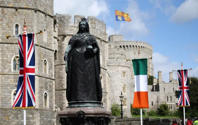 Union Jack and Irish flags outside Windsor Castle