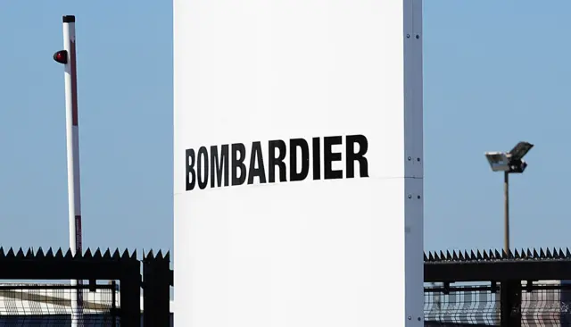 A sign that reads: Bombardier