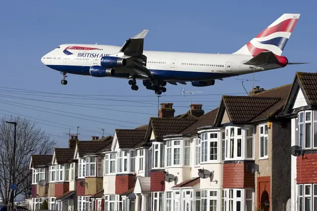 BA planes flying low over houses