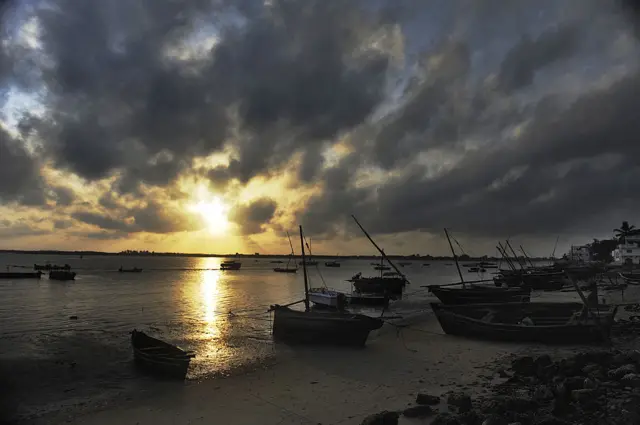 Sunrise over Lamu port