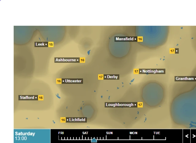 Weather temperatures for 1pm on Saturday June 25